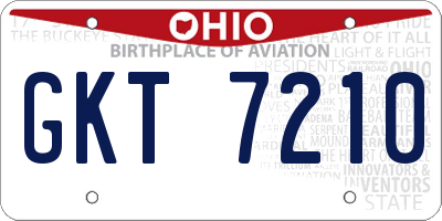OH license plate GKT7210