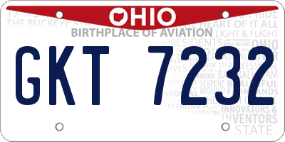 OH license plate GKT7232