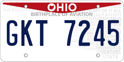 OH license plate GKT7245