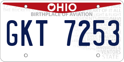 OH license plate GKT7253