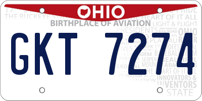 OH license plate GKT7274