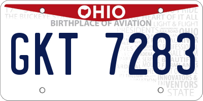 OH license plate GKT7283