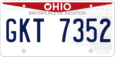 OH license plate GKT7352