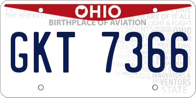 OH license plate GKT7366