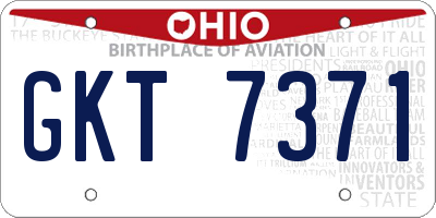 OH license plate GKT7371