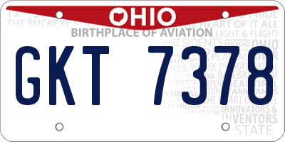 OH license plate GKT7378