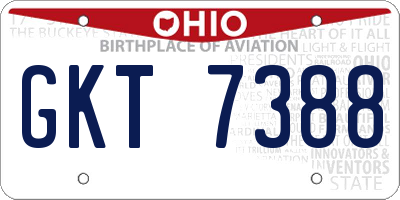 OH license plate GKT7388