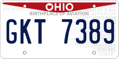 OH license plate GKT7389
