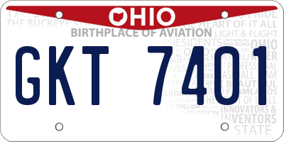 OH license plate GKT7401