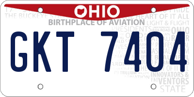 OH license plate GKT7404