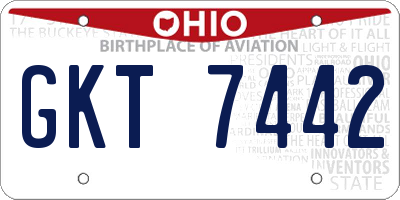 OH license plate GKT7442