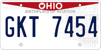 OH license plate GKT7454