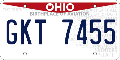 OH license plate GKT7455