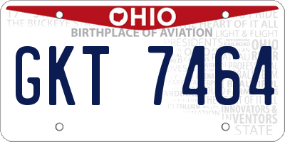 OH license plate GKT7464