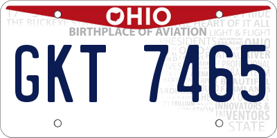 OH license plate GKT7465