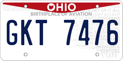 OH license plate GKT7476