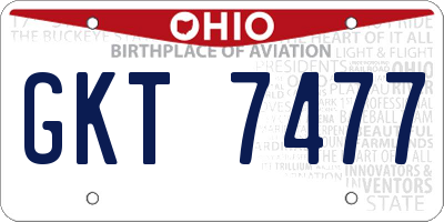 OH license plate GKT7477