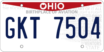 OH license plate GKT7504