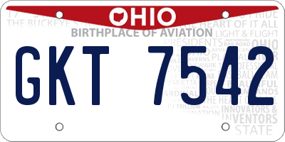 OH license plate GKT7542