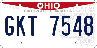 OH license plate GKT7548