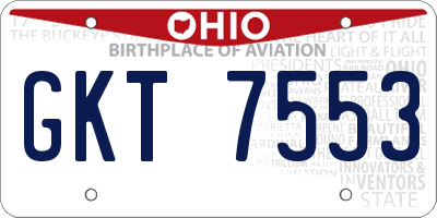 OH license plate GKT7553