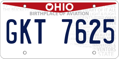OH license plate GKT7625