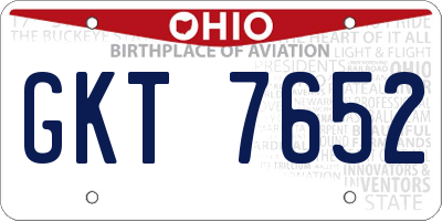 OH license plate GKT7652
