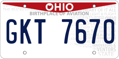 OH license plate GKT7670