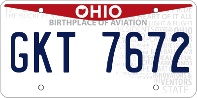 OH license plate GKT7672