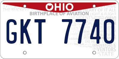 OH license plate GKT7740