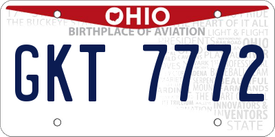 OH license plate GKT7772