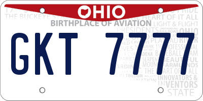OH license plate GKT7777