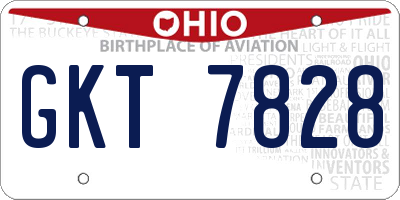 OH license plate GKT7828