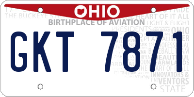 OH license plate GKT7871