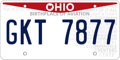 OH license plate GKT7877