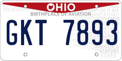 OH license plate GKT7893