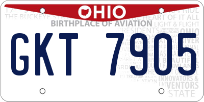 OH license plate GKT7905