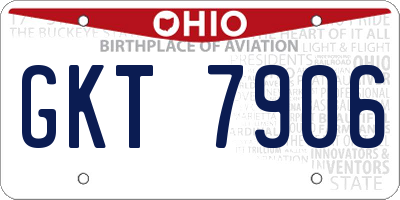 OH license plate GKT7906