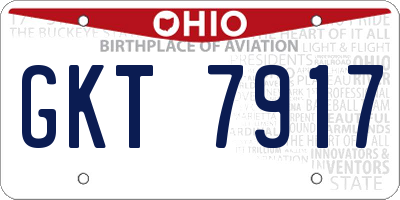 OH license plate GKT7917