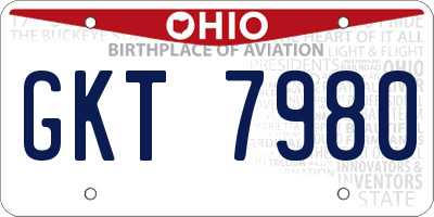 OH license plate GKT7980