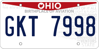 OH license plate GKT7998