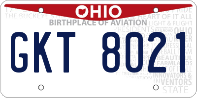 OH license plate GKT8021