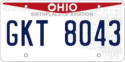 OH license plate GKT8043