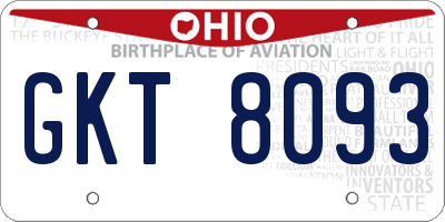 OH license plate GKT8093
