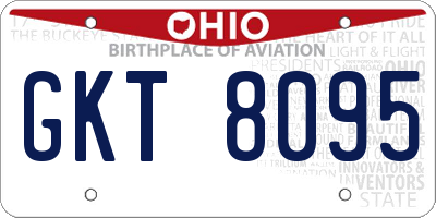 OH license plate GKT8095