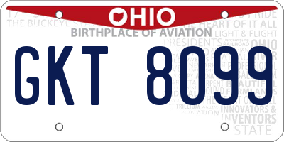 OH license plate GKT8099