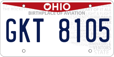 OH license plate GKT8105