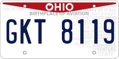 OH license plate GKT8119