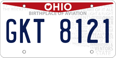 OH license plate GKT8121