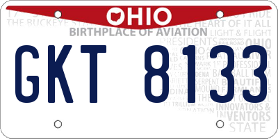 OH license plate GKT8133